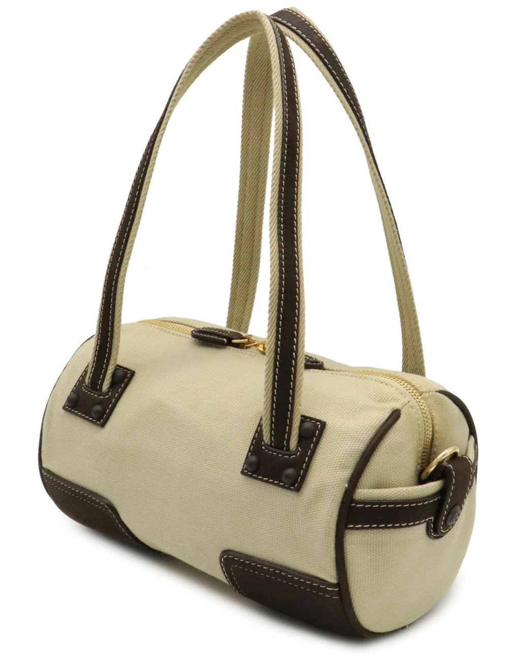 Loewe Canvas Anagram Brown Dark Cream Handbag Leather Beige Cream Tan